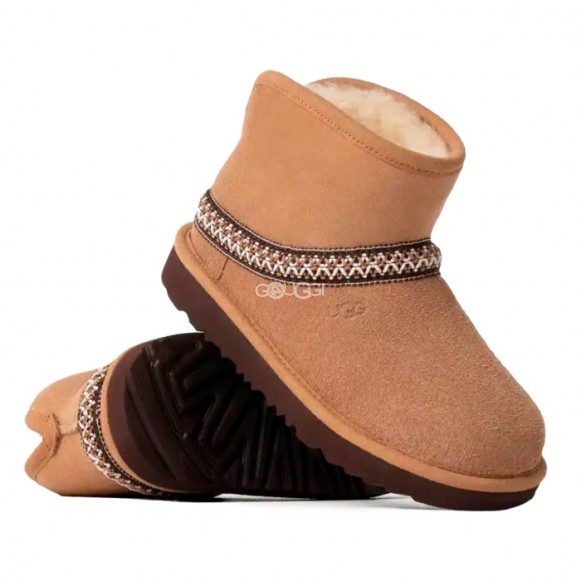 Женские мини угги Classic Mini Crescent - Chestnut