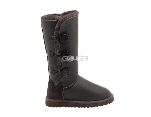 Женские угги с пуговицами Bailey Button Triplet Metallic Chocolate