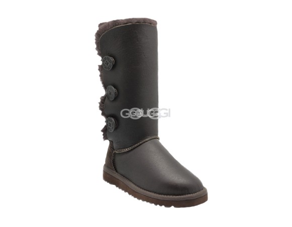 Женские угги с пуговицами Bailey Button Triplet Metallic Chocolate