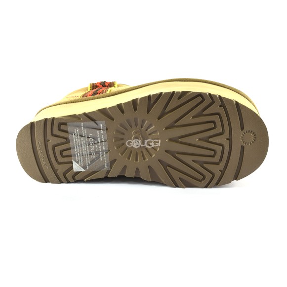 Женские мини угги на платформе UGG Classic Ultra Mini Braid Platform Chestnut 