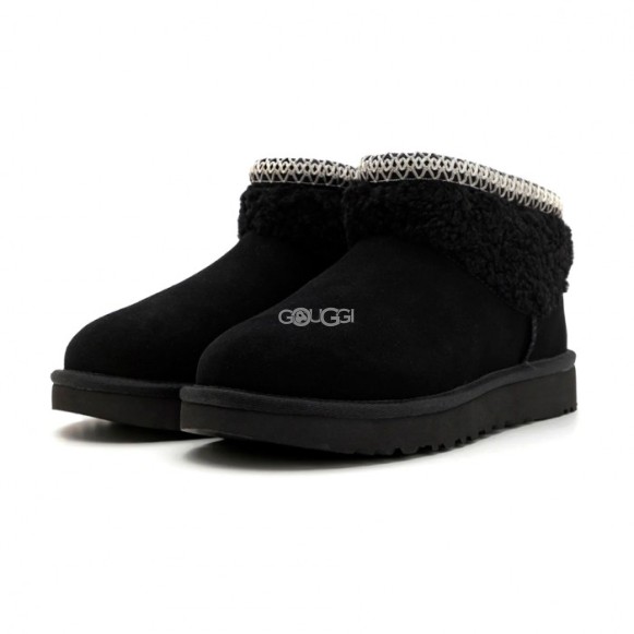 Женские ультра мини угги Ultra Mini Maxi Curly Boot - Black