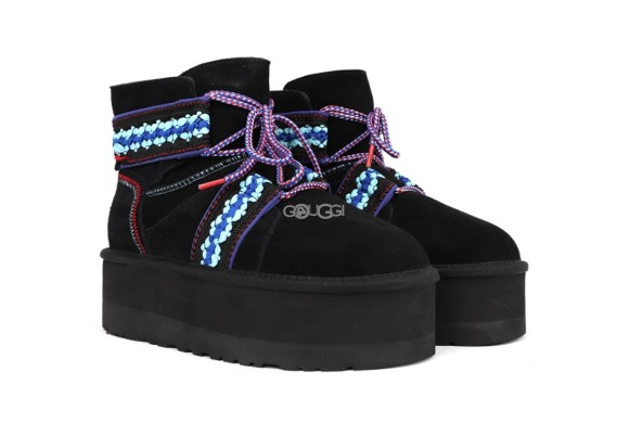 Женские угги Classic Mini II Braid Platform - Black 