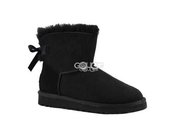 Женские мини угги с бантиками Mini Bailey Bow Black II