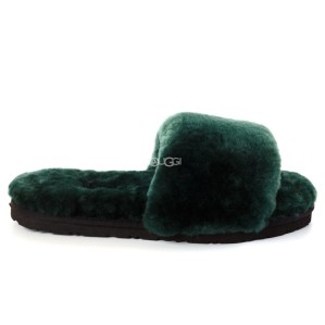 Fluff Slide Slippers Dark Green
