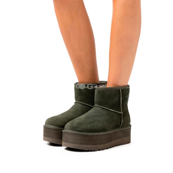 Женские мини угги на платформе UGG Classic Mini Platform Grey Violet