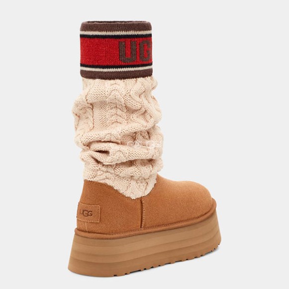 Женские угги Ugg Classic Sweater Letter Chestnut