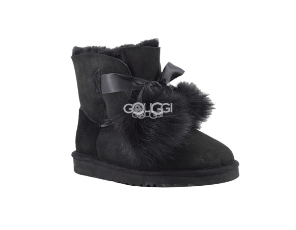 Детские угги с помпонами Kids Gita Black