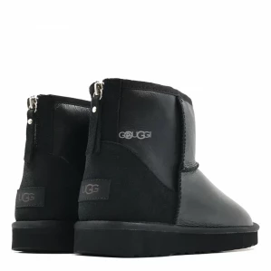 Mens Mini Zip Metallic Black