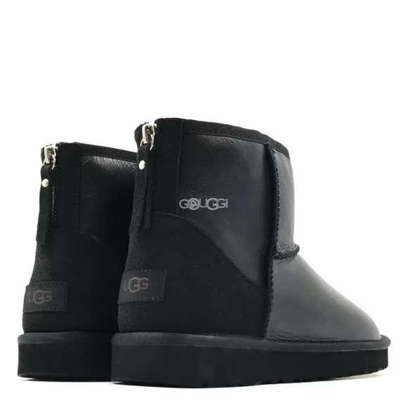 Mens Mini Zip Metallic Black