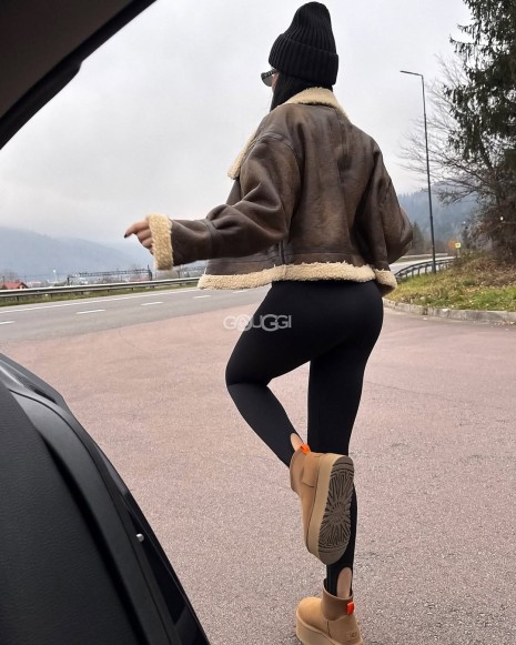Женские мини угги на платформе Ugg Classic Mini Dipper Chestnut