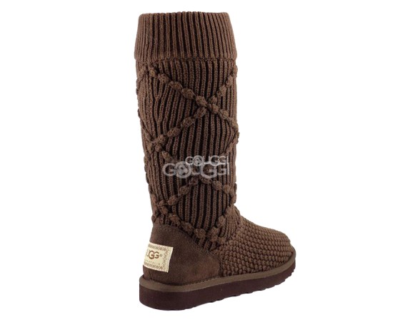Женские вязаные угги Classic Argyle Knit Chocolate