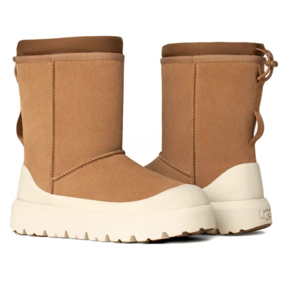 Женские короткие угги с галошами Classic Short Weather Hybrid - Chestnut / Whitecap