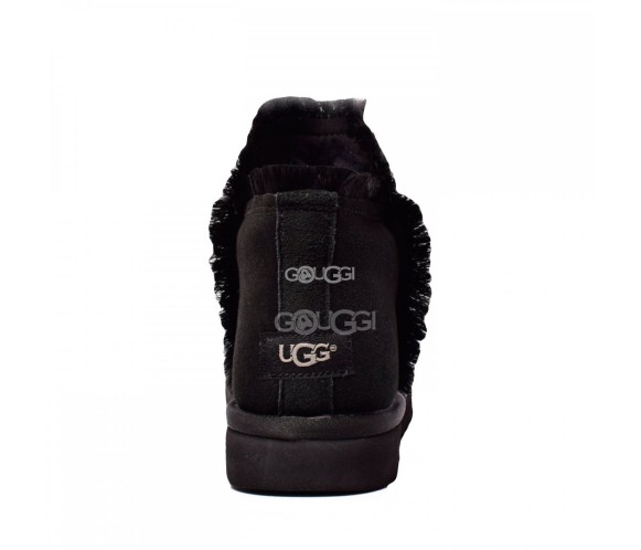 Женские мини угги Mini Fluff High-Low Black